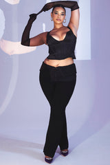 Ava Black Fold Front Trousers