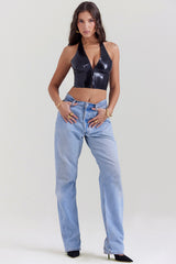 Ariadne Black Latex Halter Top