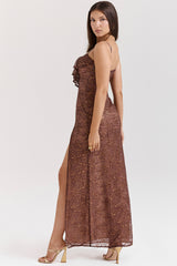 Lucianna Espresso Lace Maxi Dress