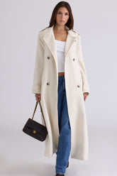 Sander Cream Double Breasted Funnel Neck Coat