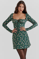 Malika Green Floral Corset Mini Dress