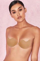 VFront Fastening Moulded Microfibre Bra - Caramel