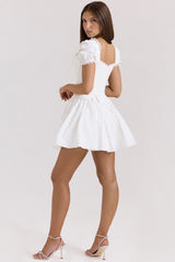 Lili White Cotton Detachable Corset Mini Dress