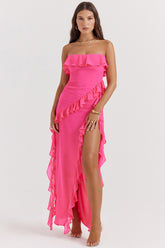 Sarina Fuchsia Ruffle Maxi Dress