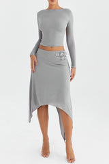 Mistress Rocks Steel Belted Midi Skirt - SALE
