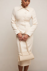 Lena Cream Boucle Pencil Midi Skirt