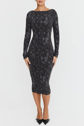 Mistress Rocks Dark Grey Open Back Midi Dress - SALE