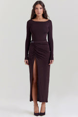 Lilas Espresso Knit Midi Skirt - SALE
