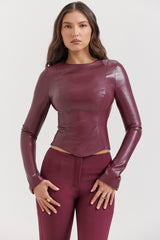 Mylah Wine Vegan Leather Top