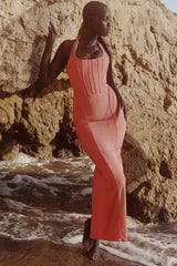 Lusilla Coral Stretch Mesh Halter Neck Midi Dress