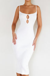 DevoteMistress Rocks Off White Rib Knit Cutout Dress - SALE
