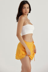 Clarice Tangerine Floaty Layered Mini Skirt