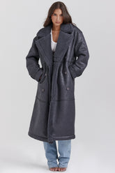 Deiji Grey Vegan Shearling Coat