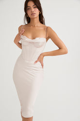 Myrna Crystal Satin Corset Midi Dress