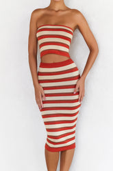 Mistress Rocks Striped Knit Midi Skirt - SALE