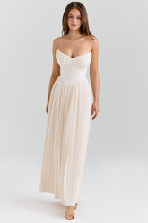 Marcella Ivory Georgette Pleated Maxi Dress