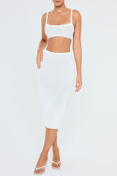 Mistress Rocks White High Waist Knit Midi Skirt - SALE