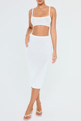 Mistress Rocks White High Waist Knit Midi Skirt - SALE