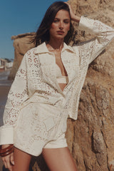 Eman White Cotton Broderie Anglaise Shorts