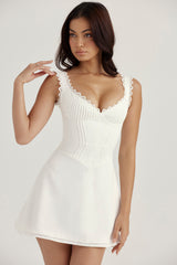Tilly White Pin Tuck Mini Dress