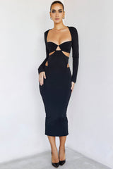 Next to MeMistress Rocks Black Jersey Cutout Midi Dress - SALE