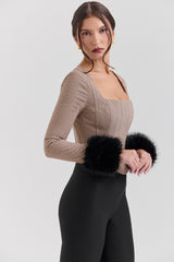 Antonia Brown Puppytooth Corset Top - SALE