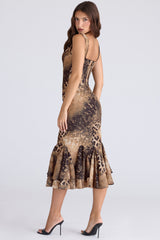 Amaria Leopard Print Hand Beaded Embellished Midi Dress - Limited Edition