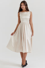 Shayla Vintage Cream Midi Dress