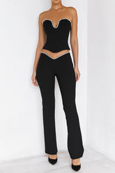 Mistress Rocks Black Crystal Embellished Trousers - SALE