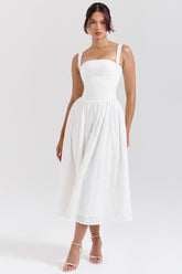 Vivien White Broderie Anglais Midi Sundress