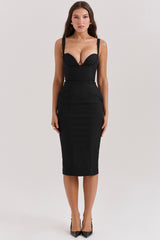 Bellissima Black Sweetheart Midi Dress