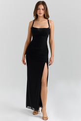 Lini Black Mesh Maxi Dress