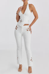 Mistress Rocks Cloud Floral Cutout Trousers - SALE