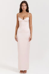 Stefania Soft Peach Corset Maxi Dress