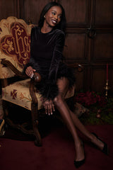 Lavinia Black Velvet Mini Dress