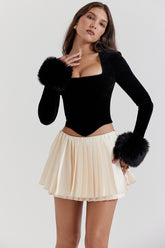 Emira Ivory Pleated Mini Skirt