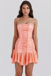 Sirena Sorbet Satin Strapless Mini Dress