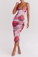 Mistress Rocks Rose Print Midi Dress - SALE