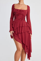 Mistress Rocks Ruby Crystallised Hanky Hem Dress - SALE