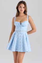 Calia Blue Floral Print Stretch Cotton Mini Dress