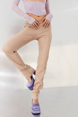 RivieraMistress Rocks Beige Low Rise Vegan Leather Trousers - SALE