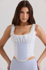Petra Blue Striped Corset Top