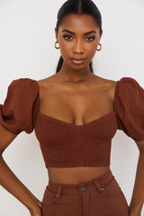 Lavanna Cocoa Puff Sleeve Cropped Top