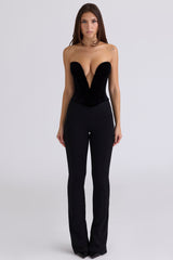 Vienne Black Velvet Deep Plunge Corset Top