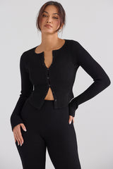 Sylvia Black Ribbed Knit Cardigan - SALE