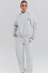 Muse Light Grey Marl Cotton Fleece-Back Hoodie