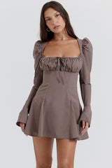 Carlina Mocha Long Sleeve Mini Dress
