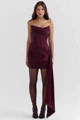 Loubella Mulberry Strapless Corset Dress
