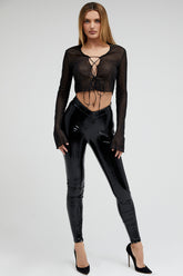 EtherealMistress Rocks Black Vinyl V-Front Trousers - SALE