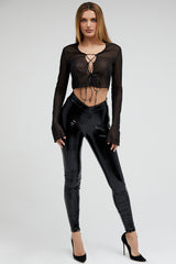 EtherealMistress Rocks Black Vinyl V-Front Trousers - SALE